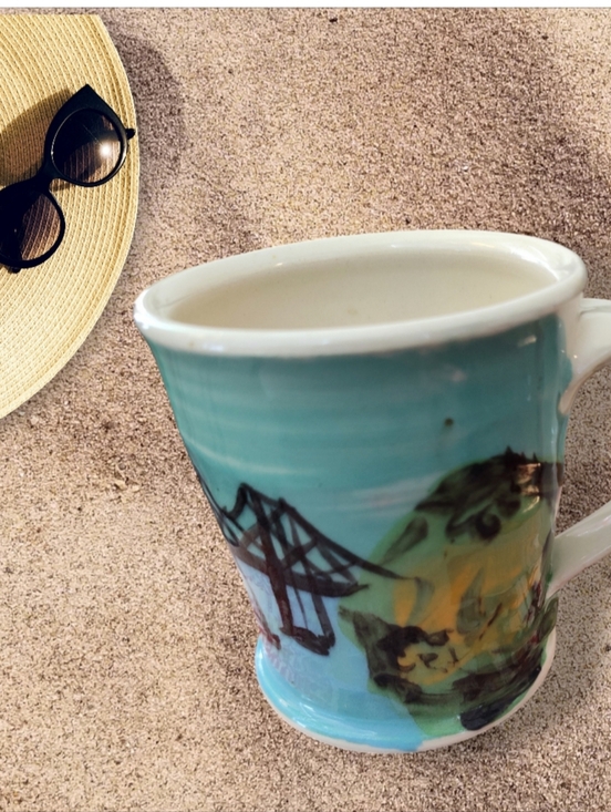 Pottery ARTISTIAN Other - Pottery Studio Glazed Mug Crockett, Ca Bridge House Scenery Artisan Local